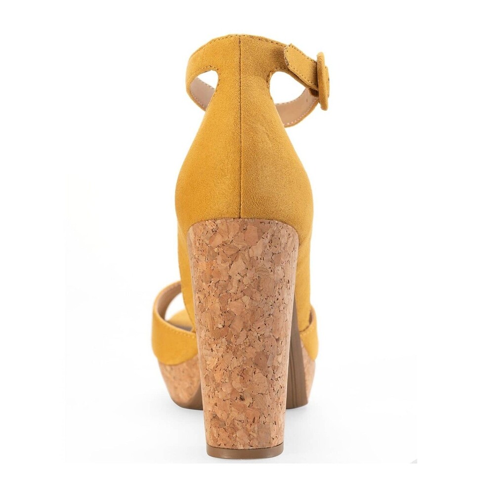 Sun Stone Womens 9 M Yellow Platform Block Heel Sandals NIB XZ4 - Picture 2 of 6
